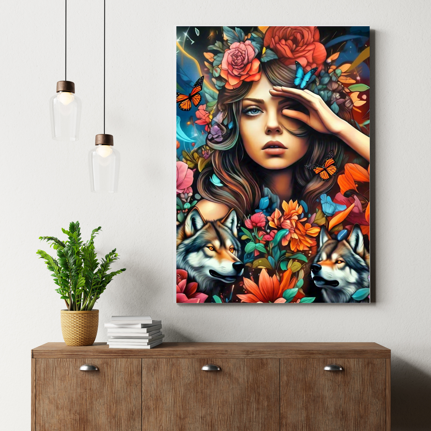 Freedom - Wolf Spirit Woman Portrait Art