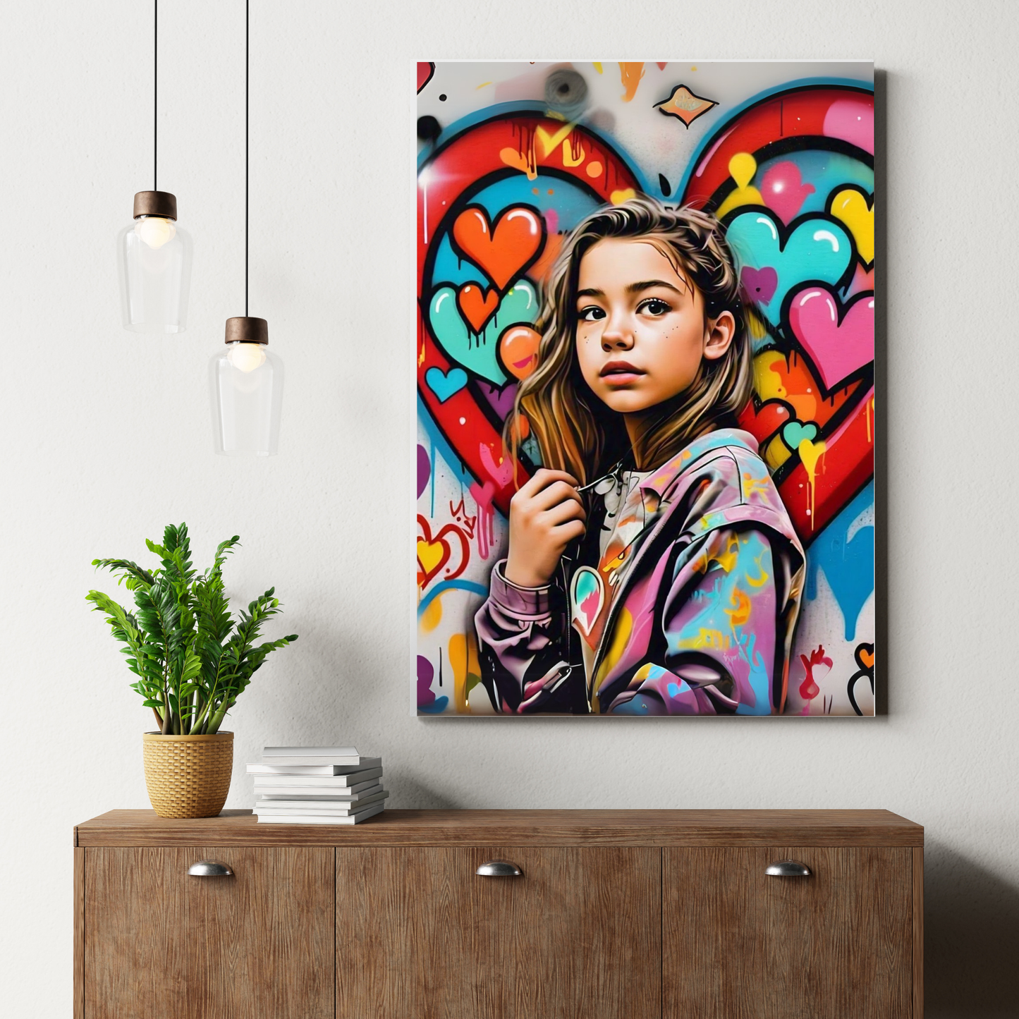 A Symphony of Hearts - Girl Portrait Art