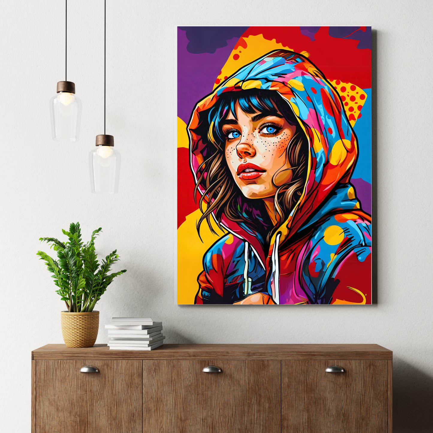 Rebel Heart - Hoodie-Clad Woman Portrait Art