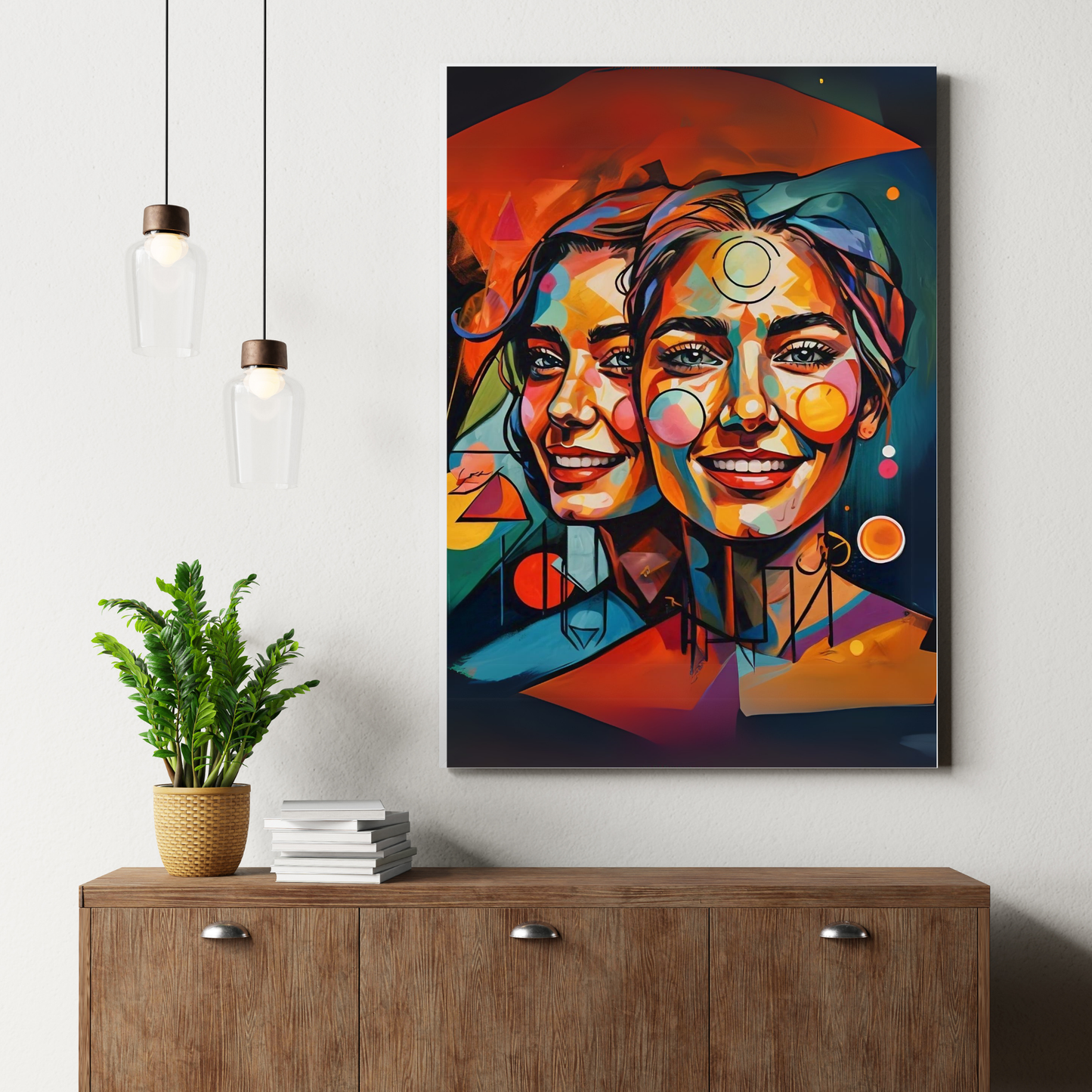 Twin Flames - Face Portrait Art, Representing Spiritual Connection
