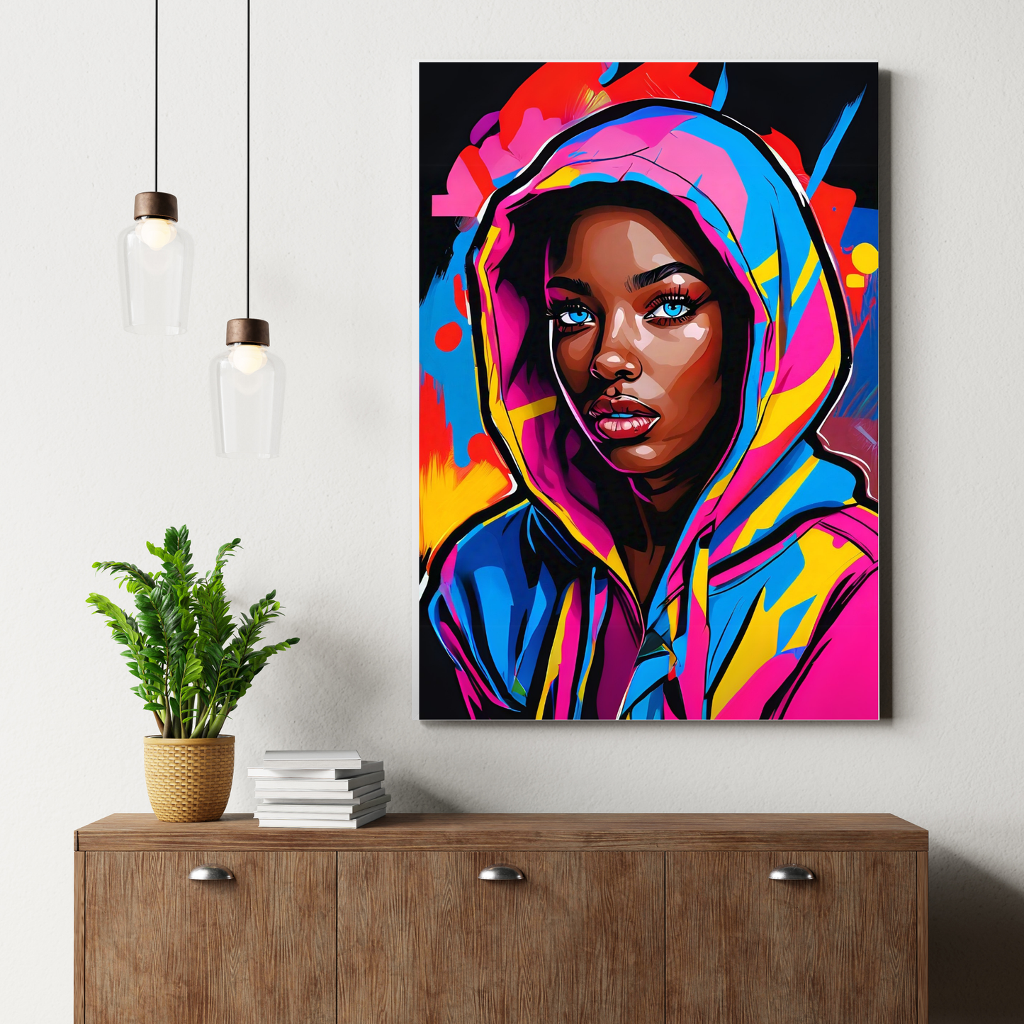 Midnight Muse - Hoodie-Clad Woman Portrait Painting, Inspired by the Night
