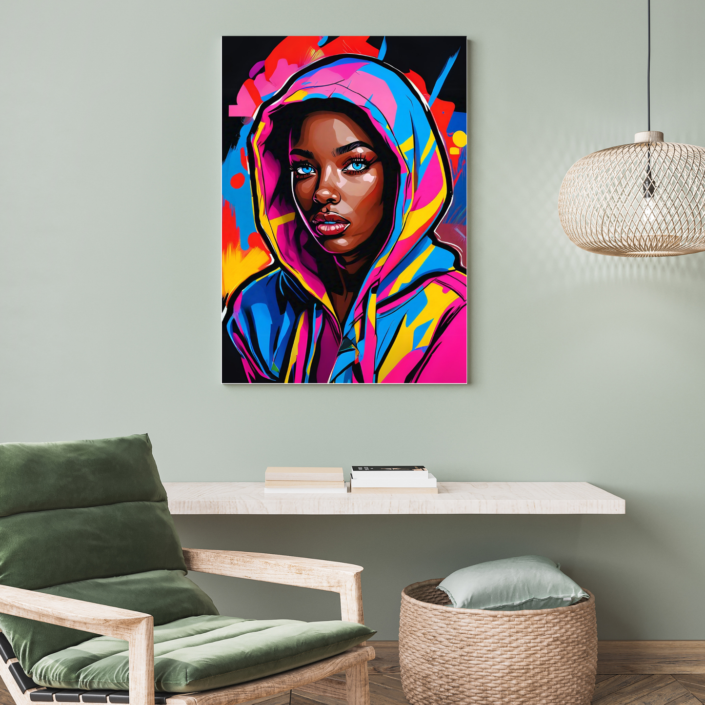 Midnight Muse - Hoodie-Clad Woman Portrait Painting, Inspired by the Night