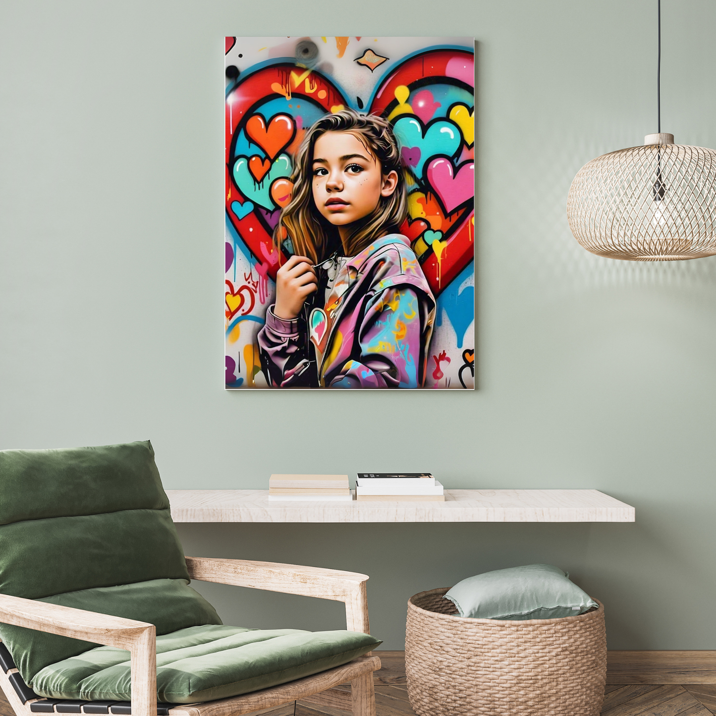 A Symphony of Hearts - Girl Portrait Art
