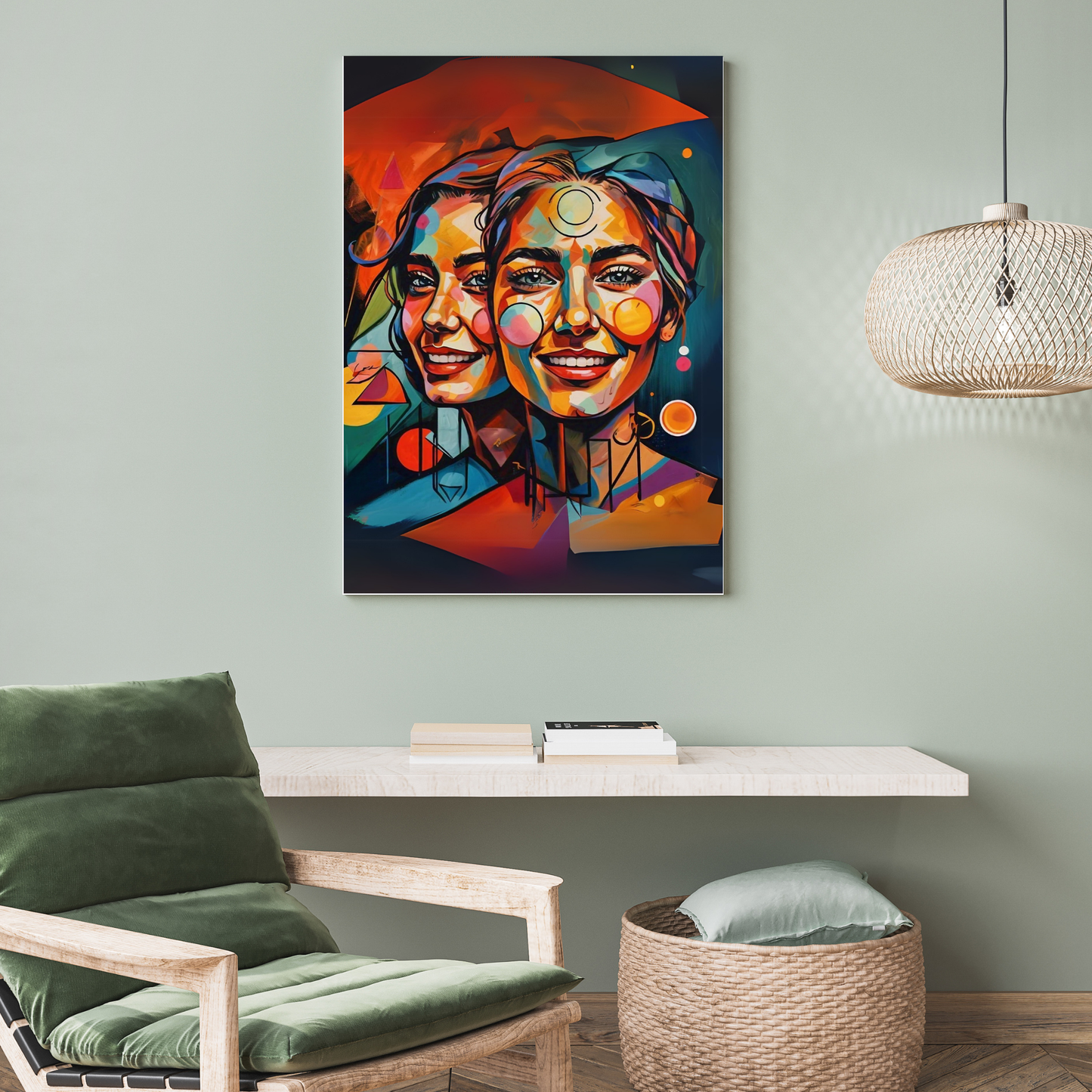 Twin Flames - Face Portrait Art, Representing Spiritual Connection