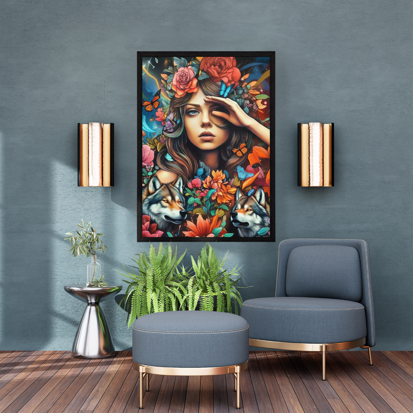 Freedom - Wolf Spirit Woman Portrait Art