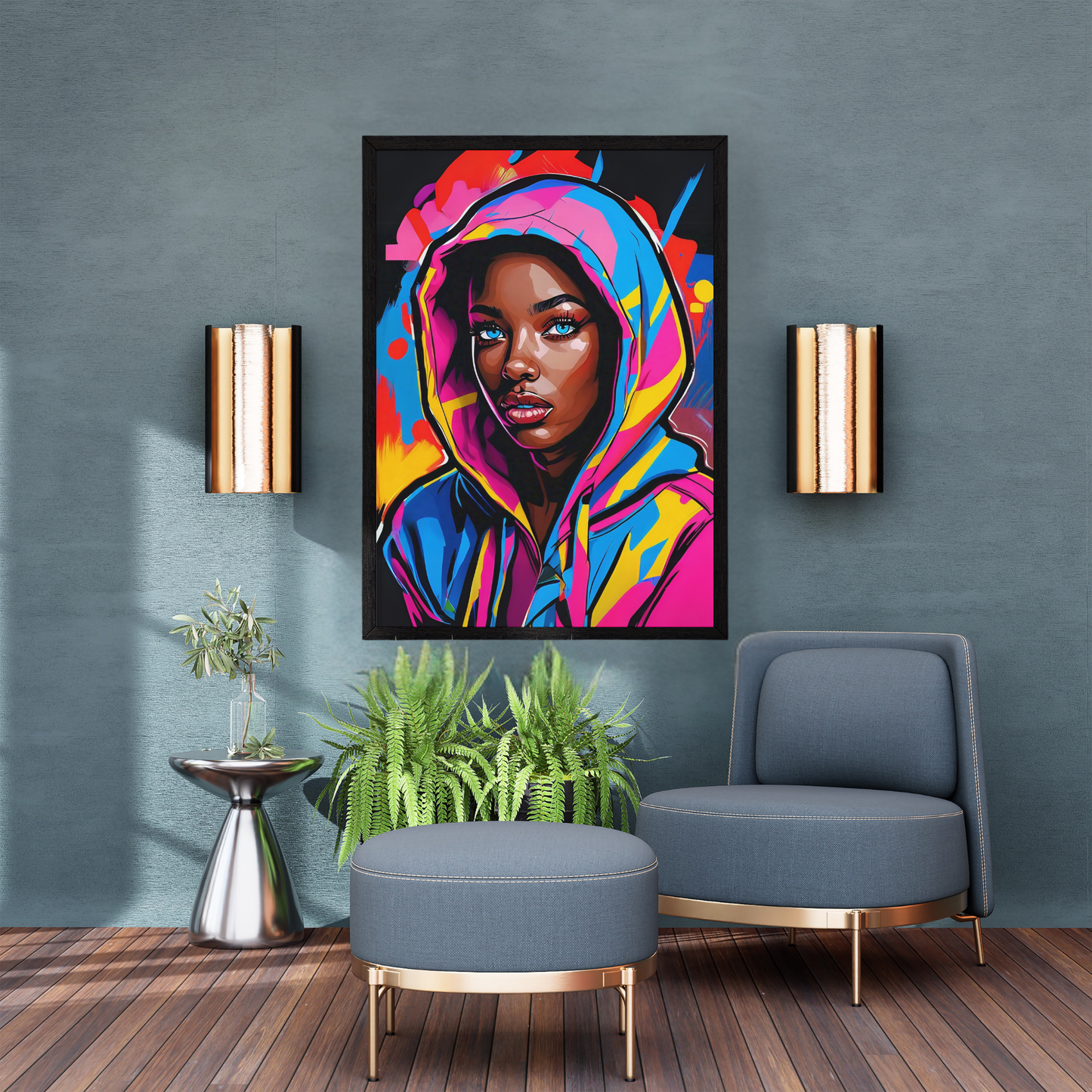 Midnight Muse - Hoodie-Clad Woman Portrait Painting, Inspired by the Night