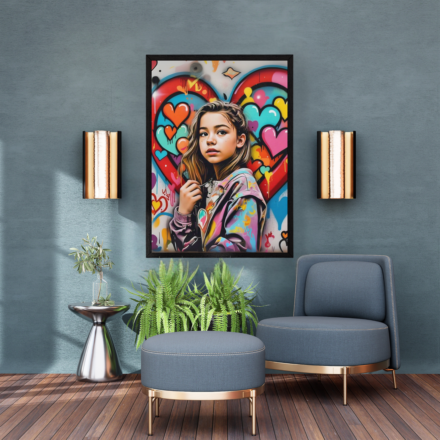 A Symphony of Hearts - Girl Portrait Art