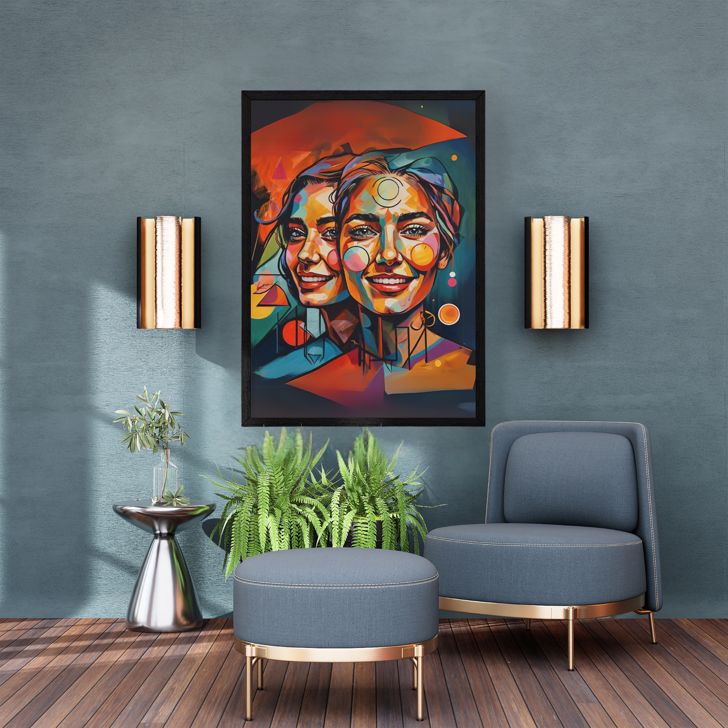 Twin Flames - Face Portrait Art, Representing Spiritual Connection