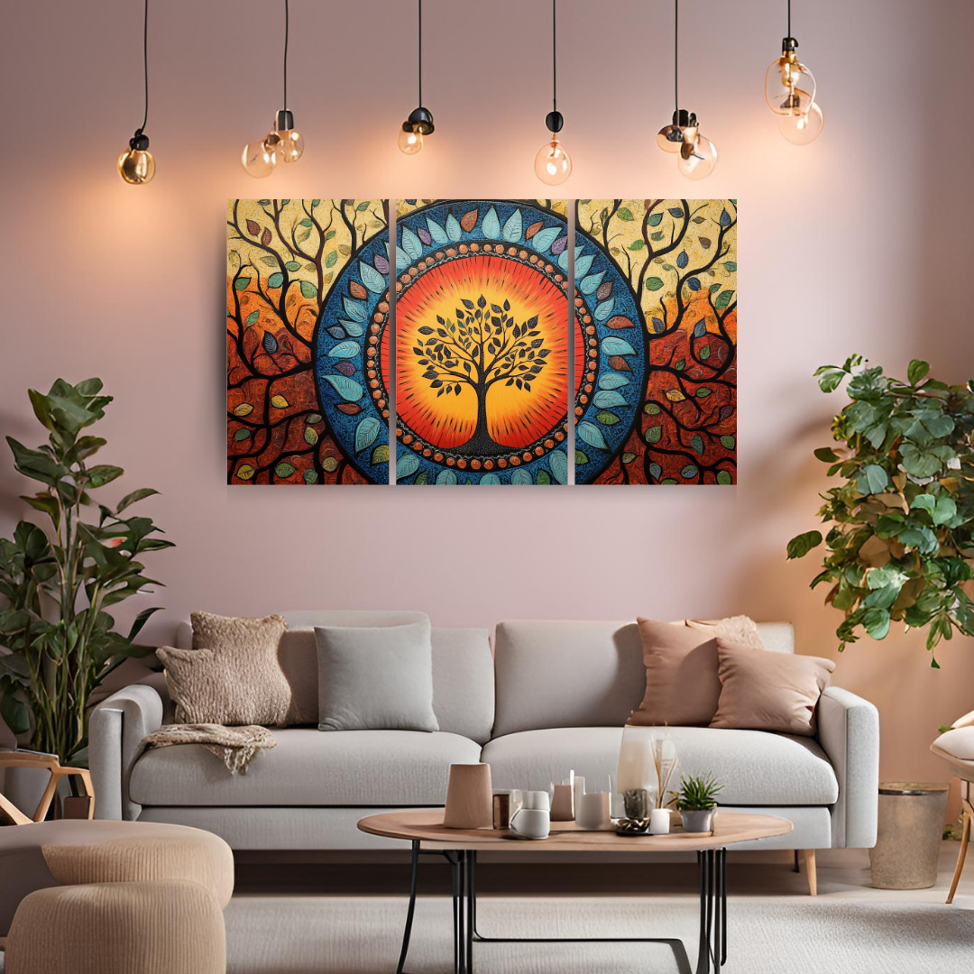 Madhubani Painting Art | Tree of Life - Symbolizing Harmony and Nature - Circular Motif | Indian Folk Art