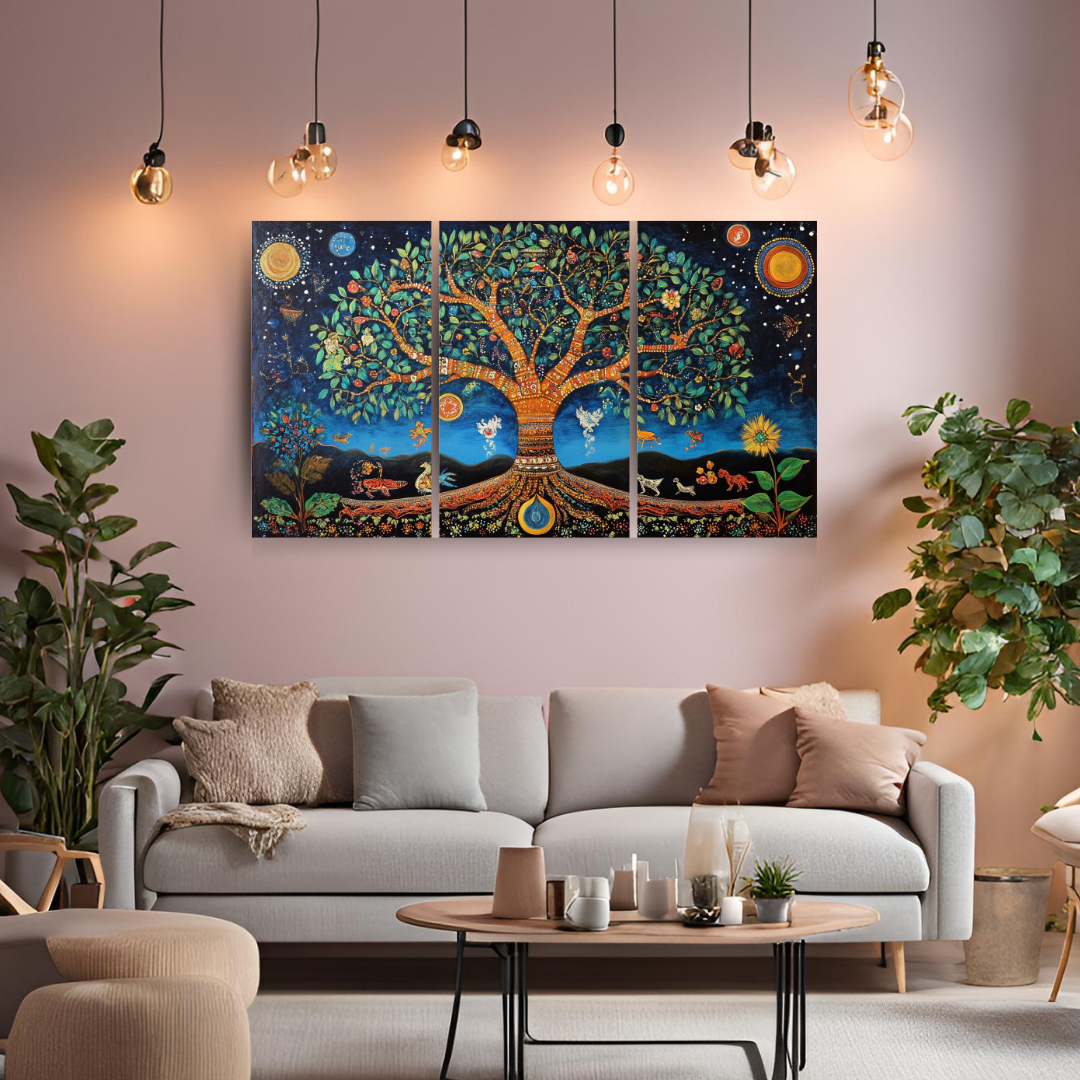 Madhubani Painting Art | Tree of Life - Symbolizing Harmony and Nature - Vibrant | Indian Folk Art