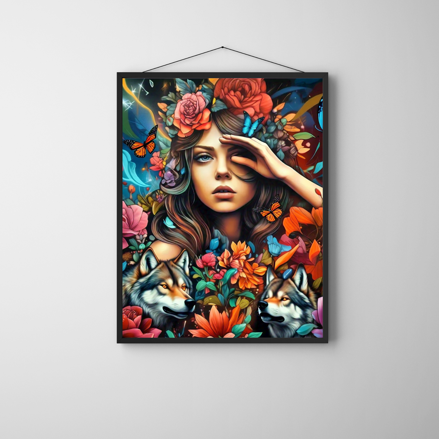 Freedom - Wolf Spirit Woman Portrait Art