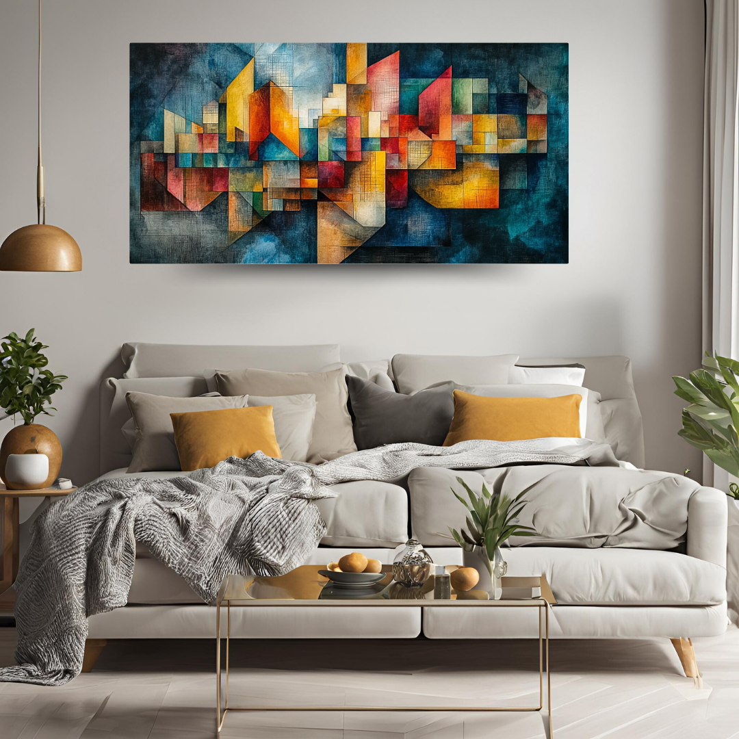 Fractured City: Geometric shapes, vibrant colors, and abstract - Landscapes