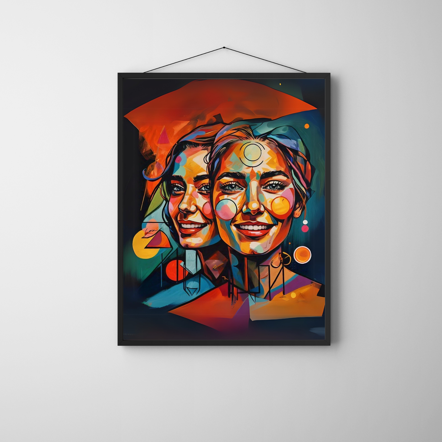 Twin Flames - Face Portrait Art, Representing Spiritual Connection
