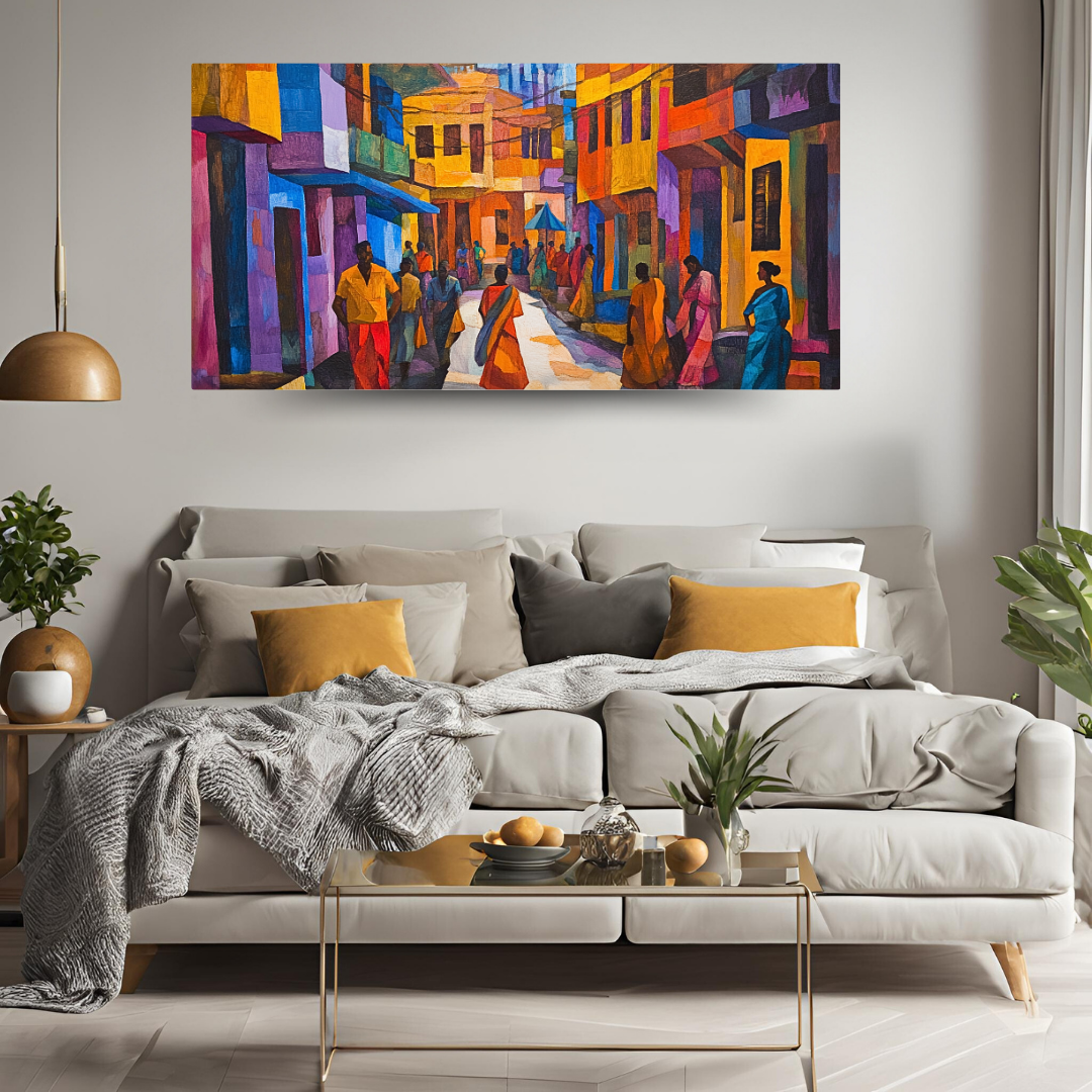 Indian Street Scene: Vibrant colors, bustling energy - Cityscapes