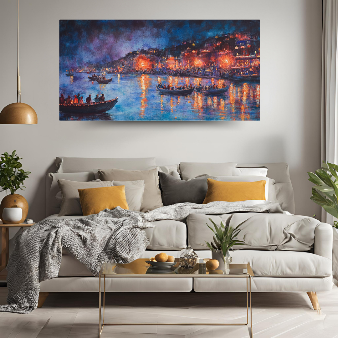 Ganga Ghat: Vibrant colors, sacred Ganges River, and spiritual energy - Landscapes