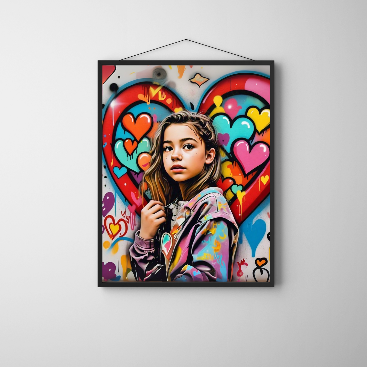 A Symphony of Hearts - Girl Portrait Art