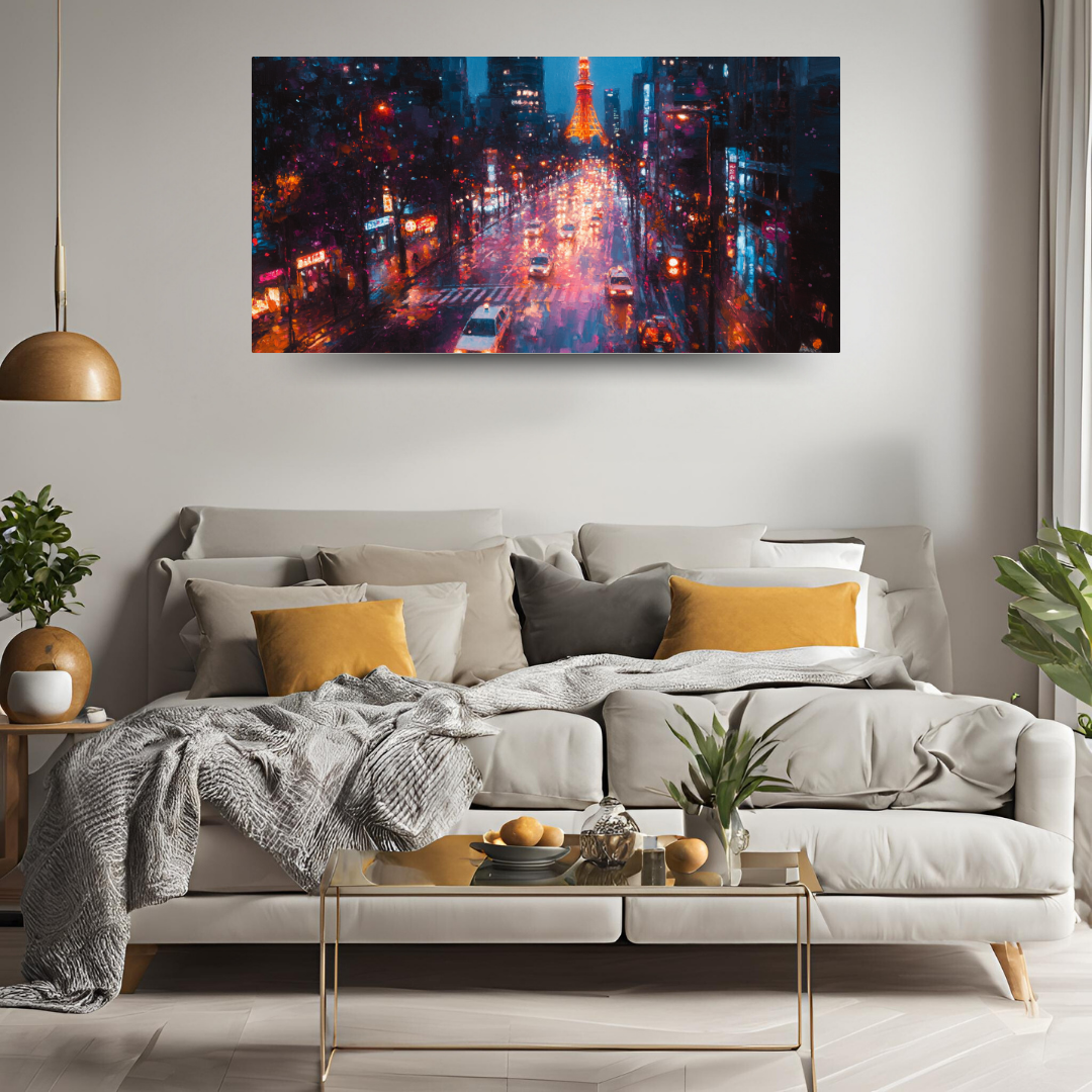 Tokyo Street: Vibrant city lights, bustling streets, and Tokyo Tower - Landscape