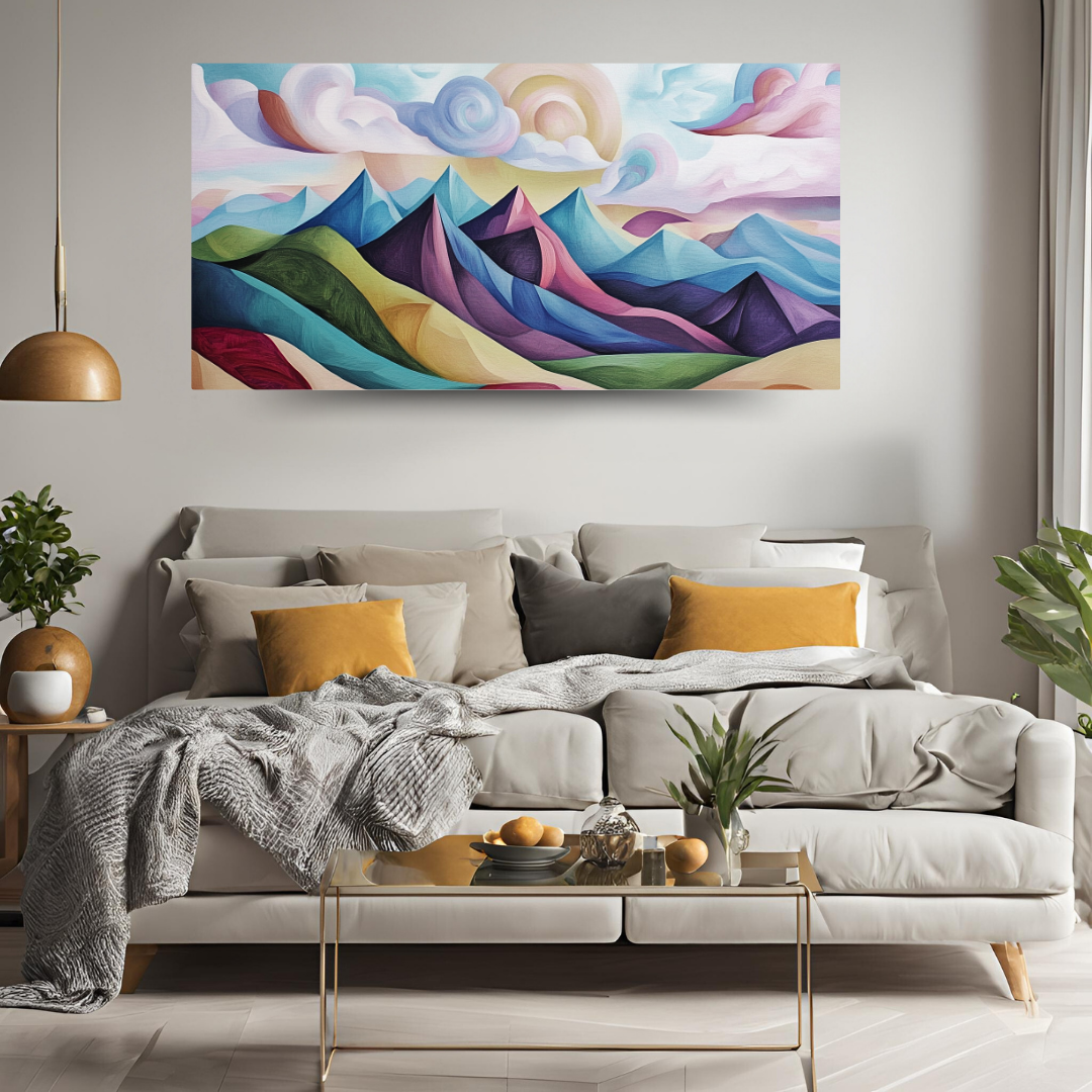 Dreamy Mountains: Soft colors, swirling clouds, and abstract peaks - Landscapes