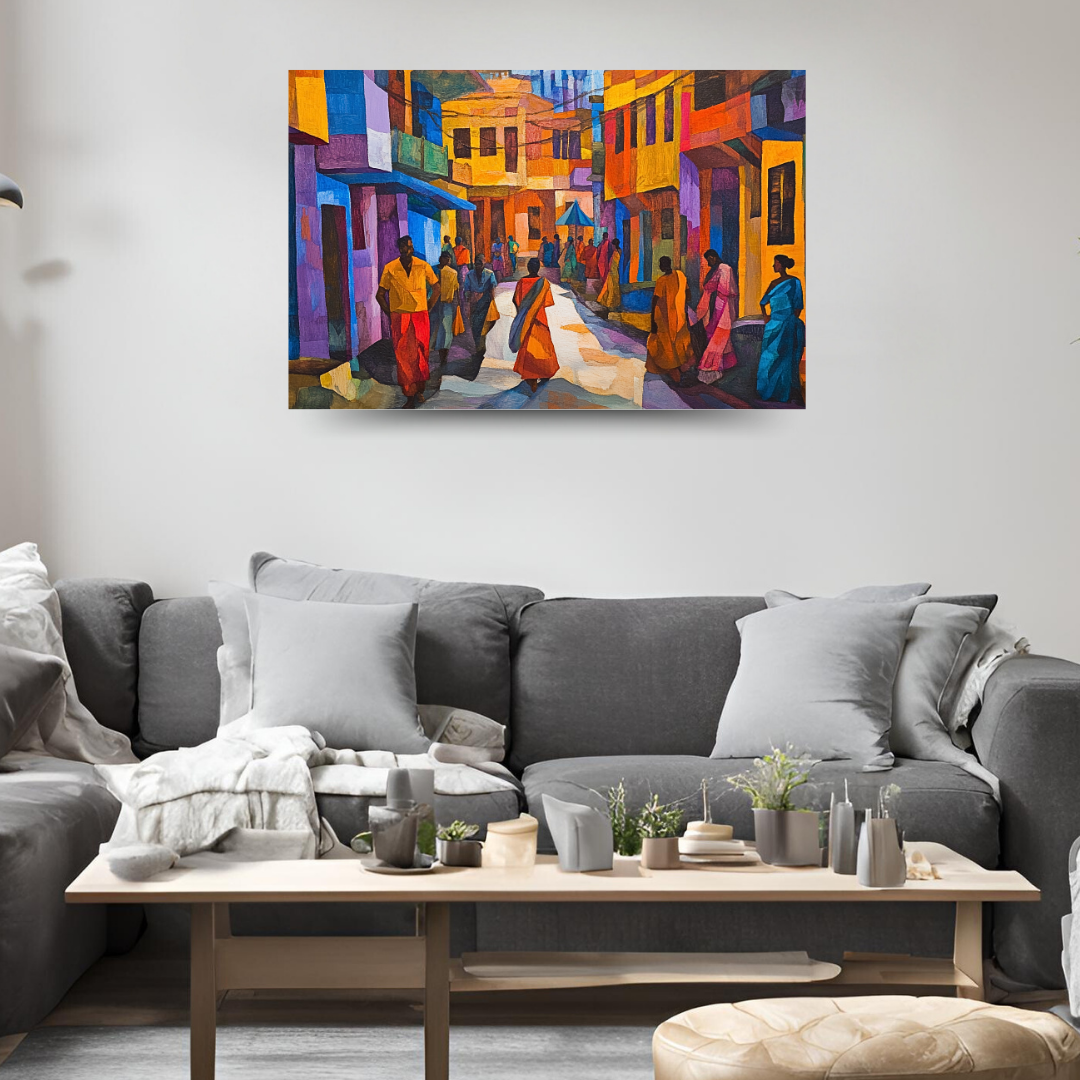 Indian Street Scene: Vibrant colors, bustling energy - Cityscapes