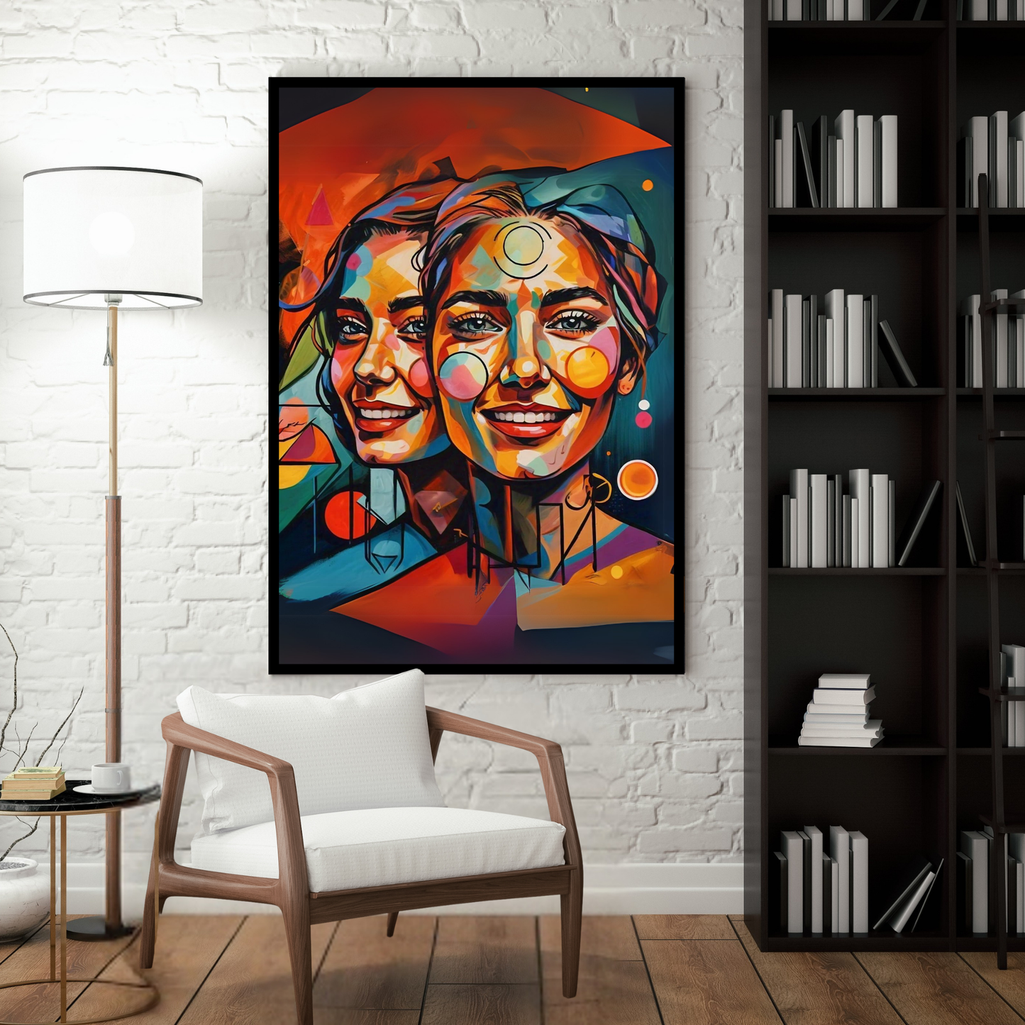 Twin Flames - Face Portrait Art, Representing Spiritual Connection