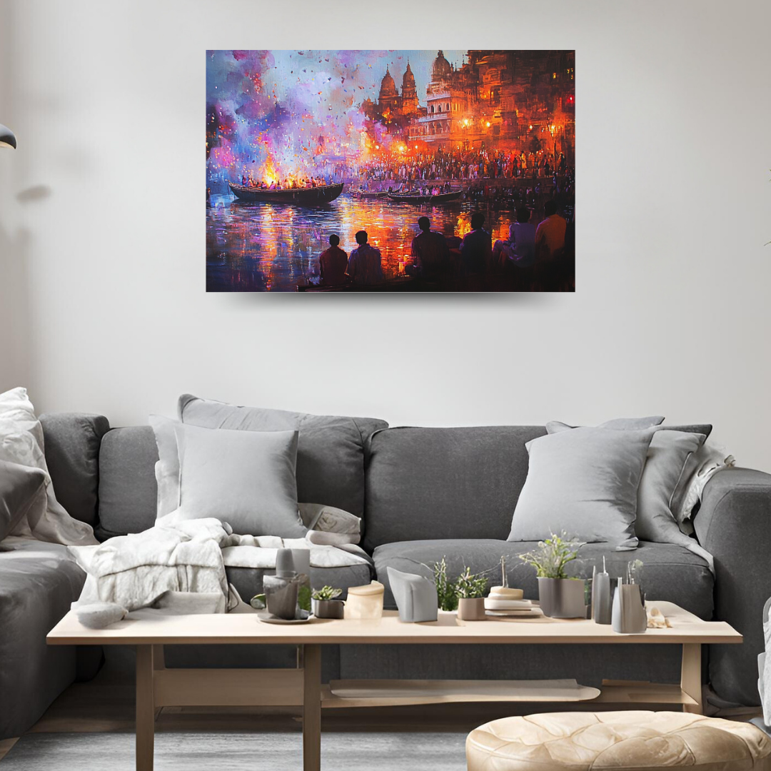 Ganga Aarti in Varanasi: Vibrant colors, sacred Ganges River, and spiritual energy - Landscapes