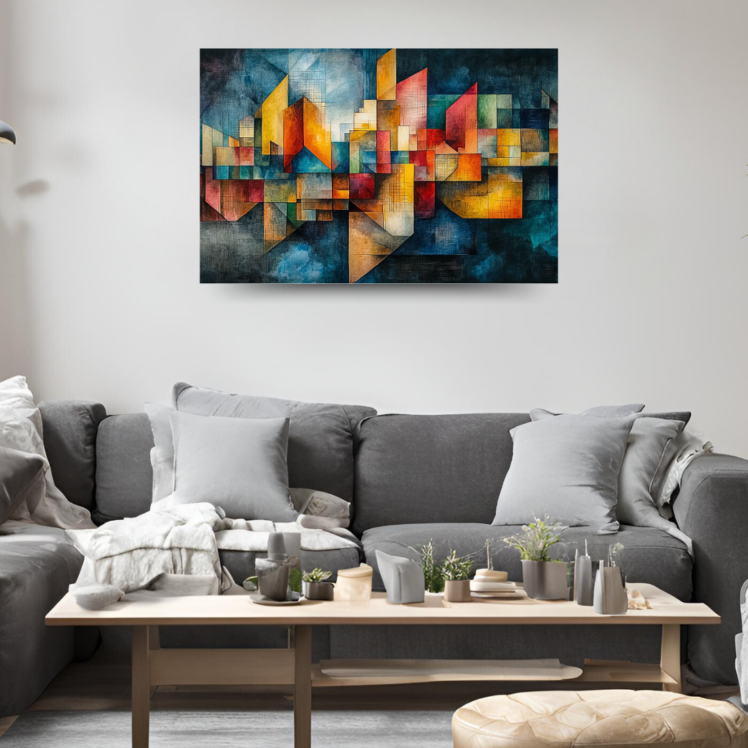 Fractured City: Geometric shapes, vibrant colors, and abstract - Landscapes