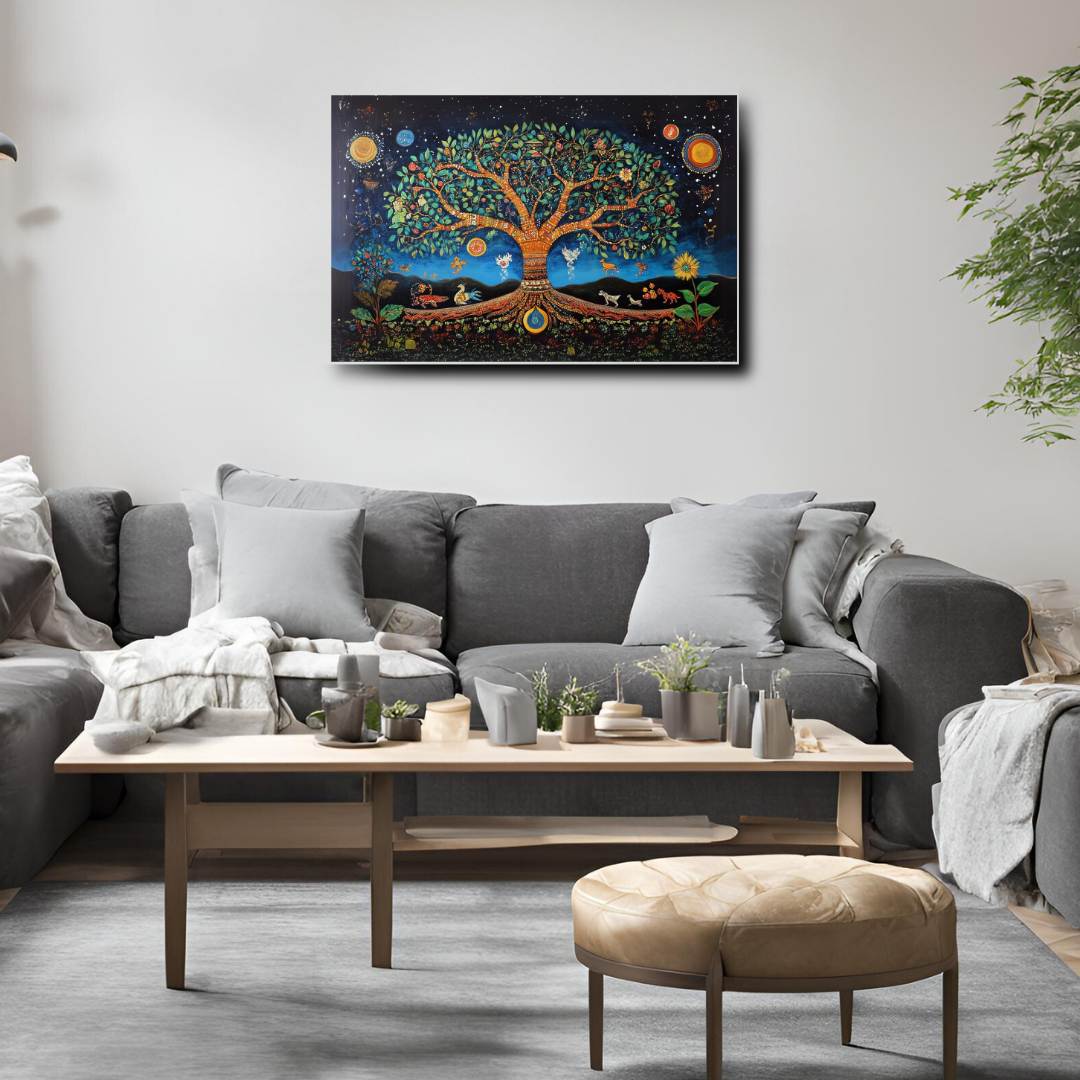 Madhubani Painting Art | Tree of Life - Symbolizing Harmony and Nature - Vibrant | Indian Folk Art