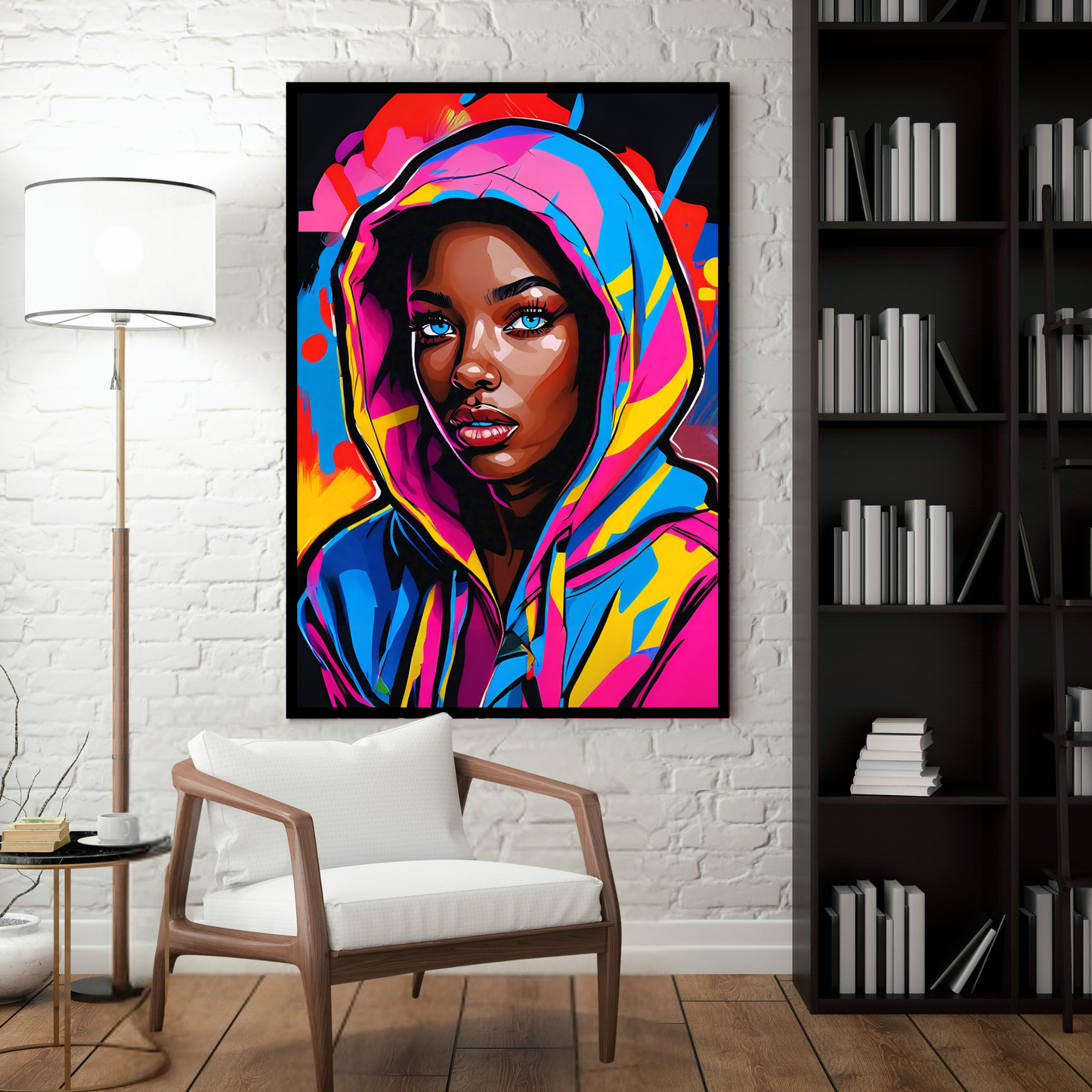 Midnight Muse - Hoodie-Clad Woman Portrait Painting, Inspired by the Night