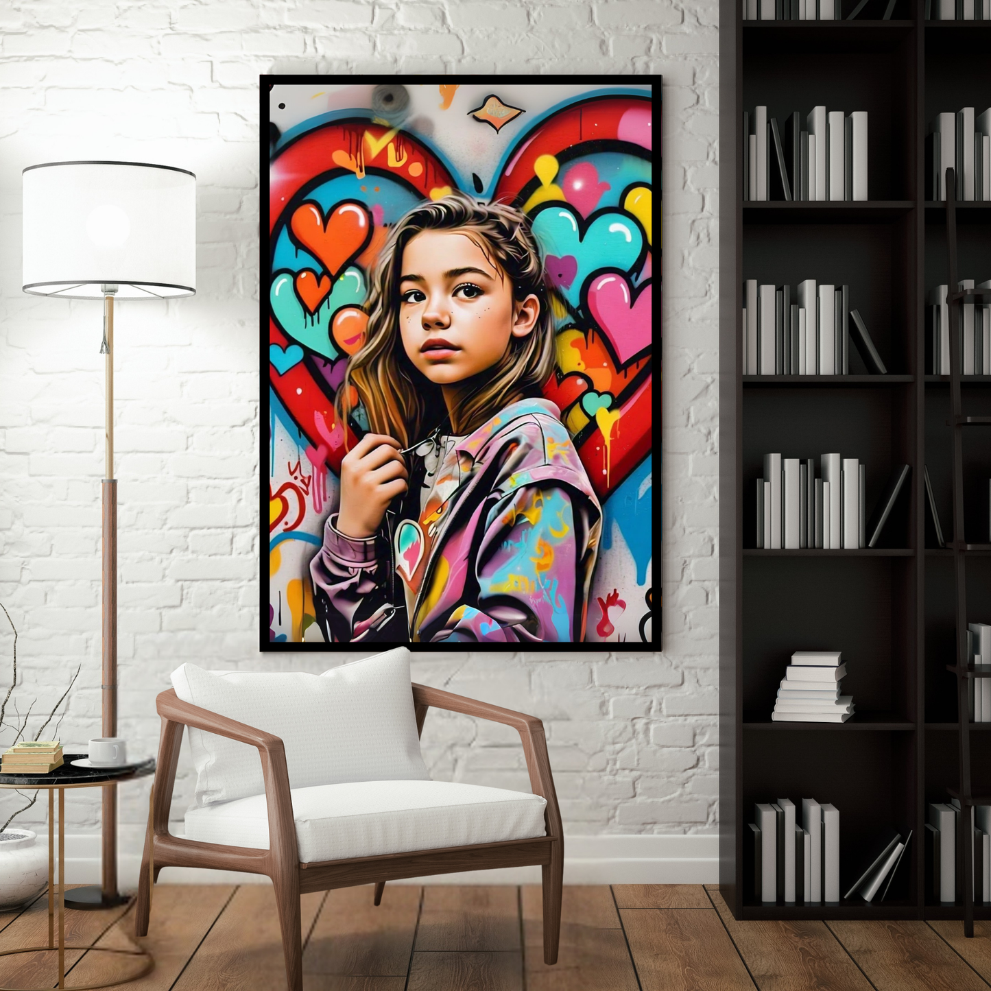 A Symphony of Hearts - Girl Portrait Art