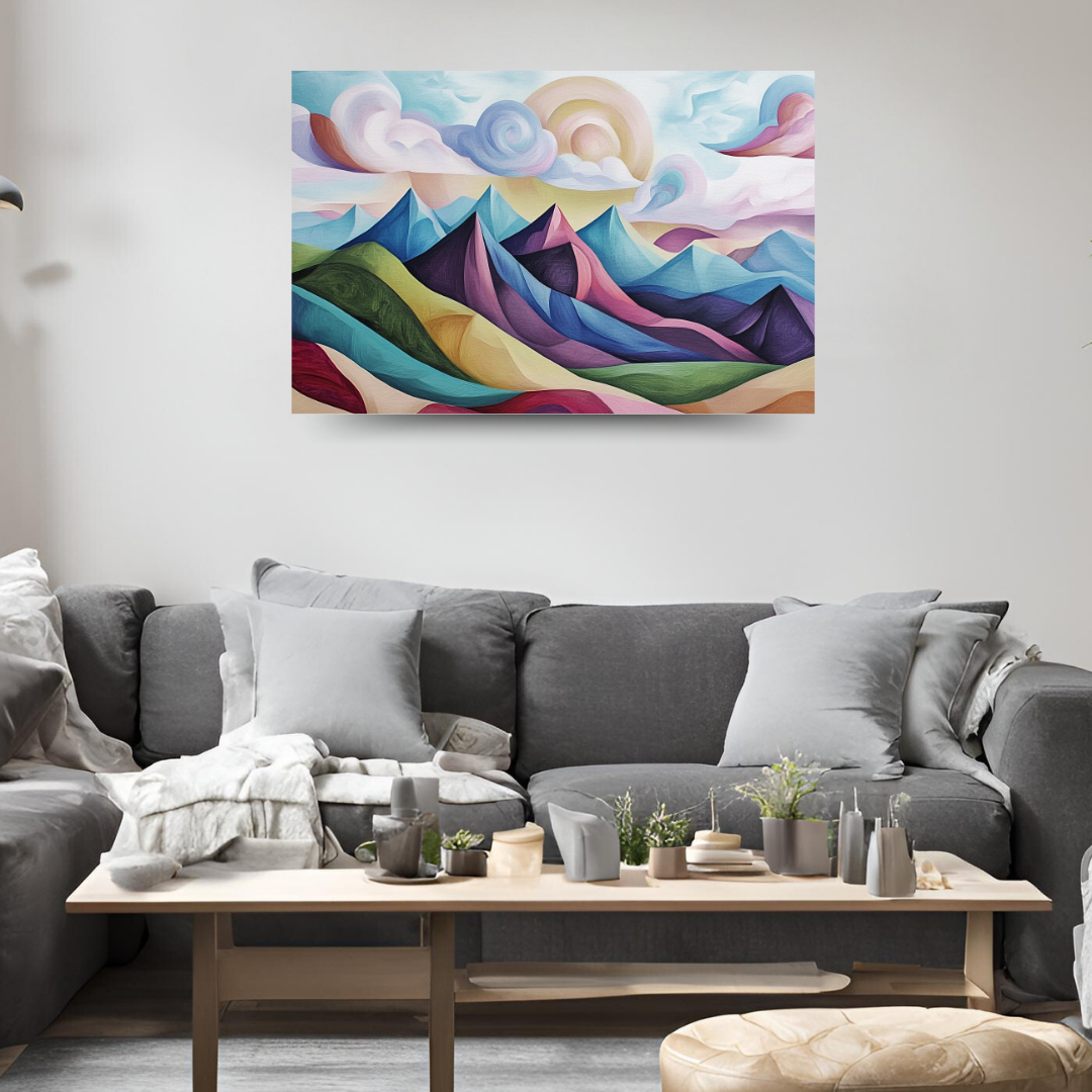 Dreamy Mountains: Soft colors, swirling clouds, and abstract peaks - Landscapes