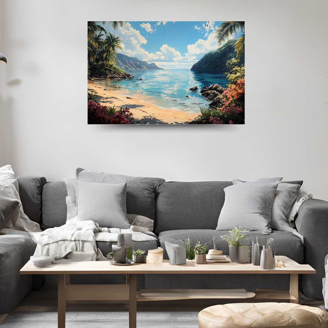 Tropical Oasis 2: Vibrant colors, palm trees, and serene water - Landscapes