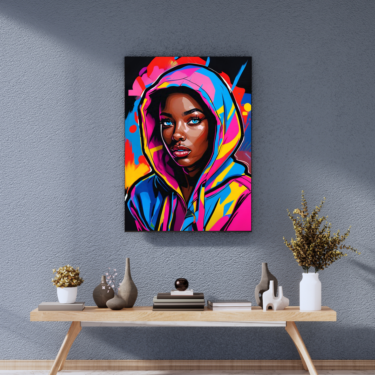 Midnight Muse - Hoodie-Clad Woman Portrait Painting, Inspired by the Night