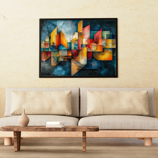 Fractured City: Geometric shapes, vibrant colors, and abstract - Landscapes