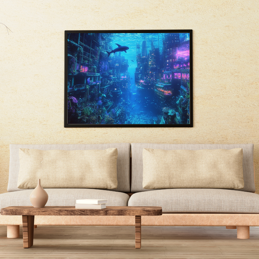 Underwater City: Submerged cityscape, marine life, and abstract colors - Landscapes