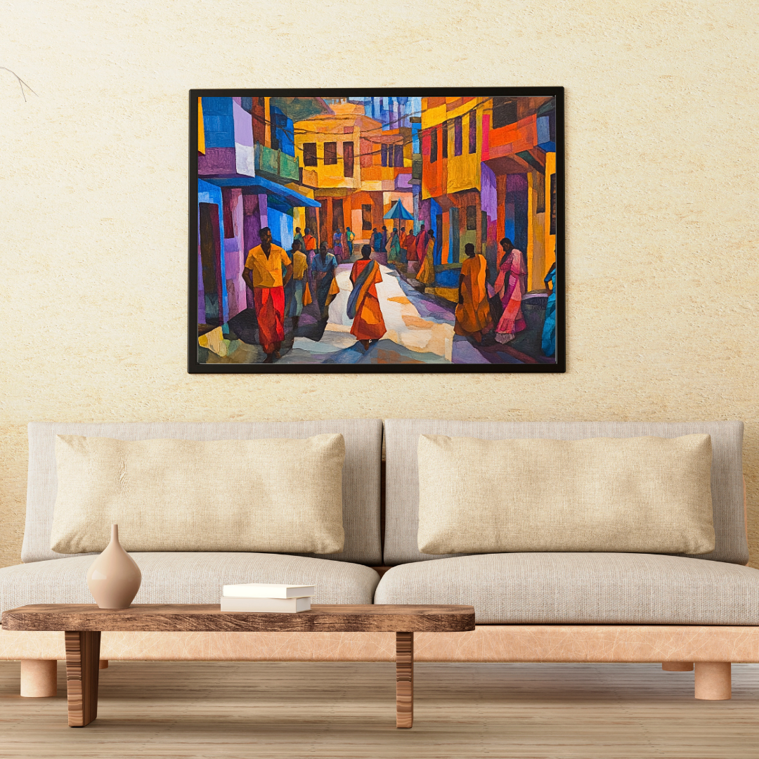 Indian Street Scene: Vibrant colors, bustling energy - Cityscapes