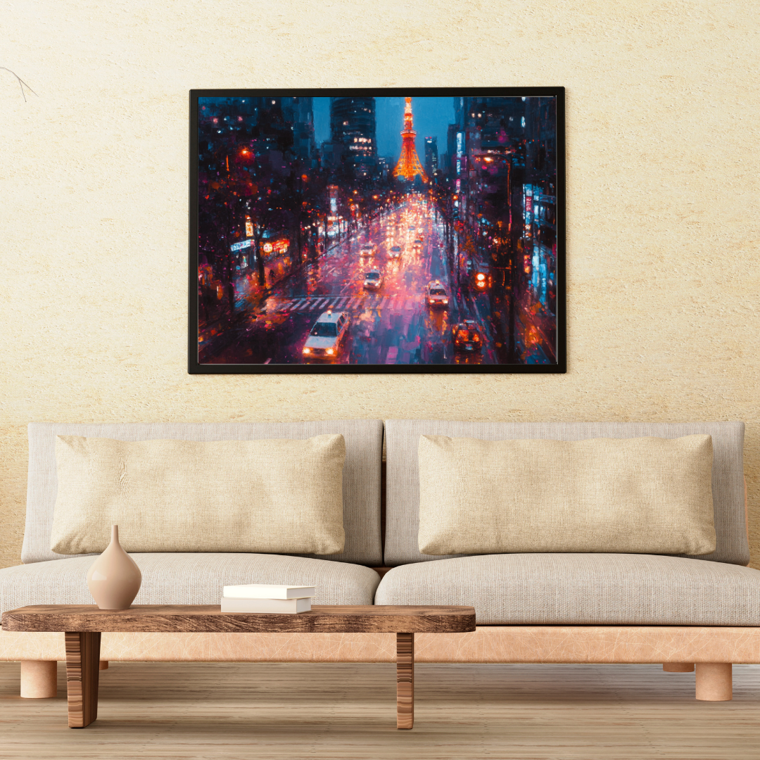 Tokyo Street: Vibrant city lights, bustling streets, and Tokyo Tower - Landscape