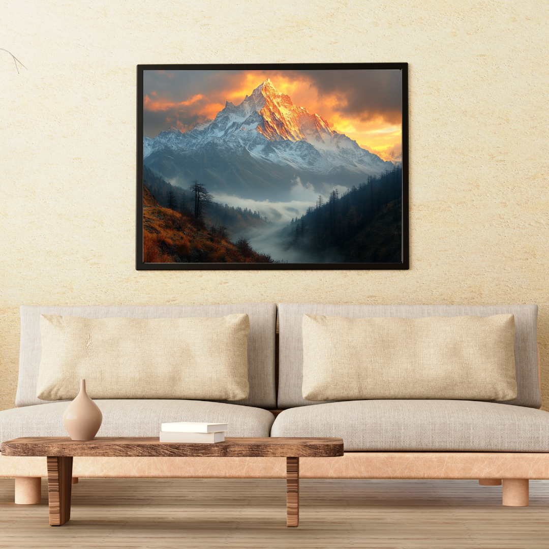 Himalayan Dawn: Snow-capped Mountains, Golden light, and Misty atmosphere - Landscapes