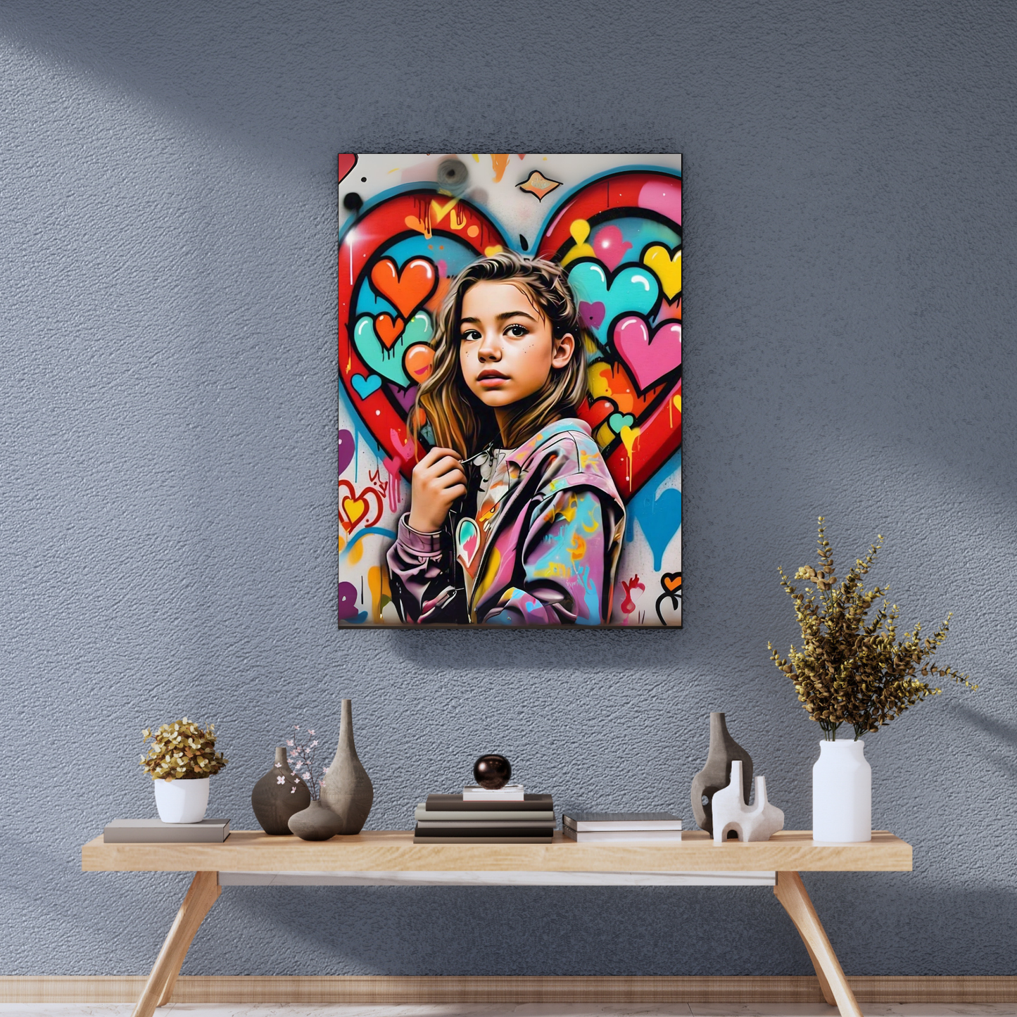 A Symphony of Hearts - Girl Portrait Art