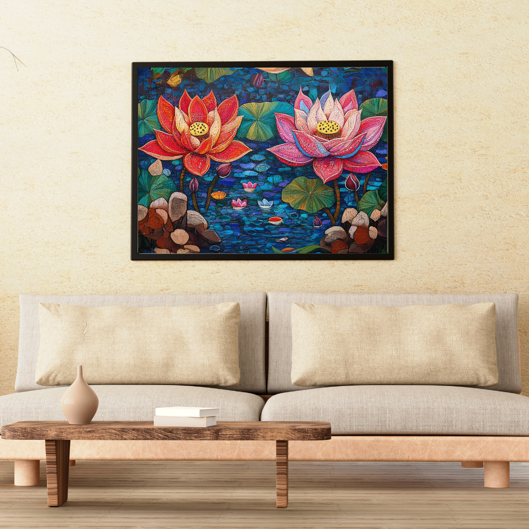 Madhubani Painting Art | Big Lotus Flower - Spiritual growth and enlightenment | Indian Folk Art