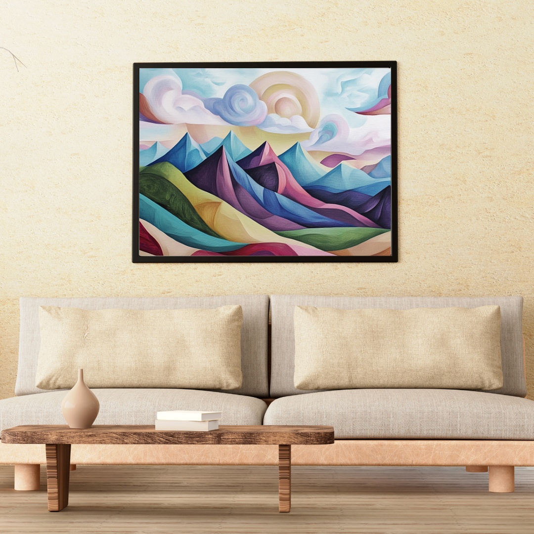 Dreamy Mountains: Soft colors, swirling clouds, and abstract peaks - Landscapes