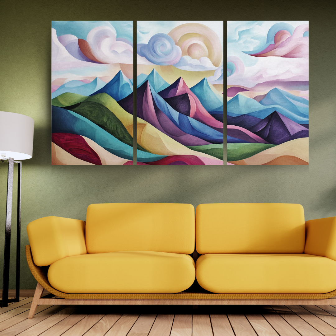 Dreamy Mountains: Soft colors, swirling clouds, and abstract peaks - Landscapes