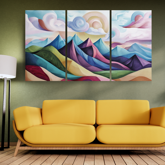 Dreamy Mountains: Soft colors, swirling clouds, and abstract peaks - Landscapes