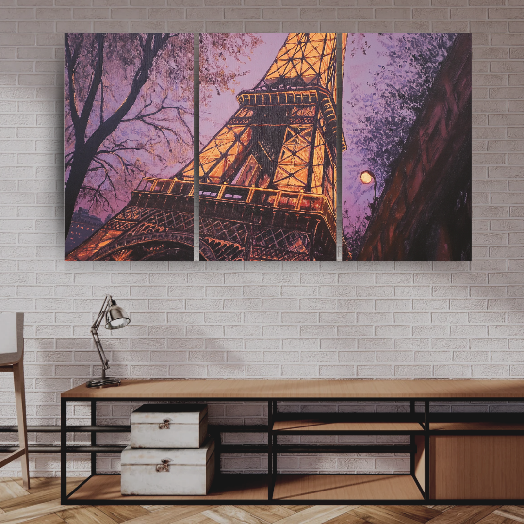 Eiffel Tower at Twilight: Soft colors, city lights, and iron latticework - Cityscapes