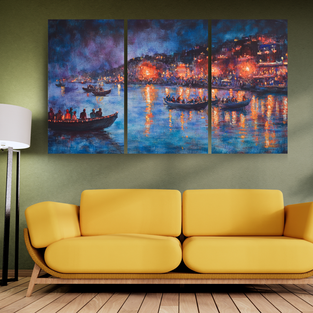 Ganga Ghat: Vibrant colors, sacred Ganges River, and spiritual energy - Landscapes