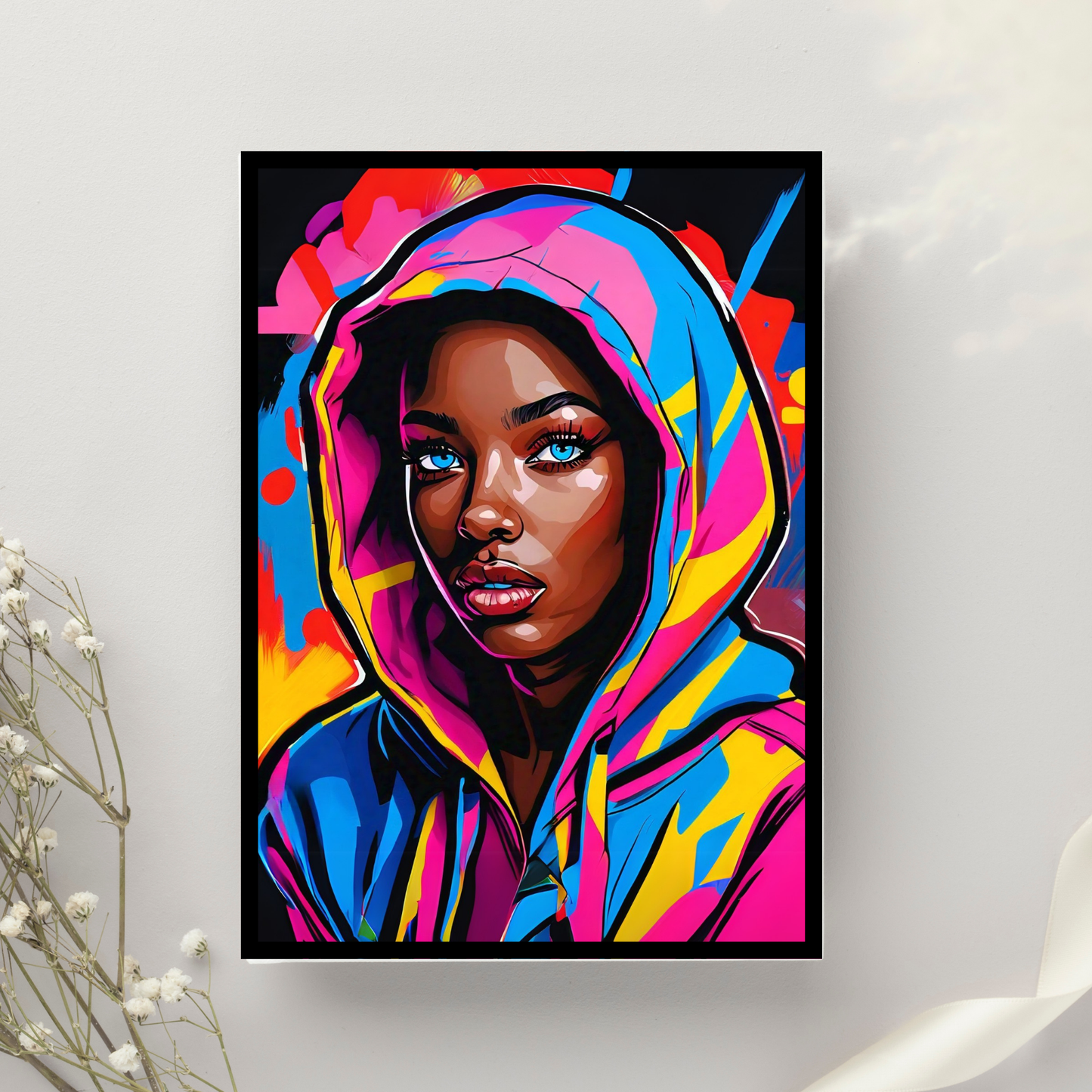 Midnight Muse - Hoodie-Clad Woman Portrait Painting, Inspired by the Night