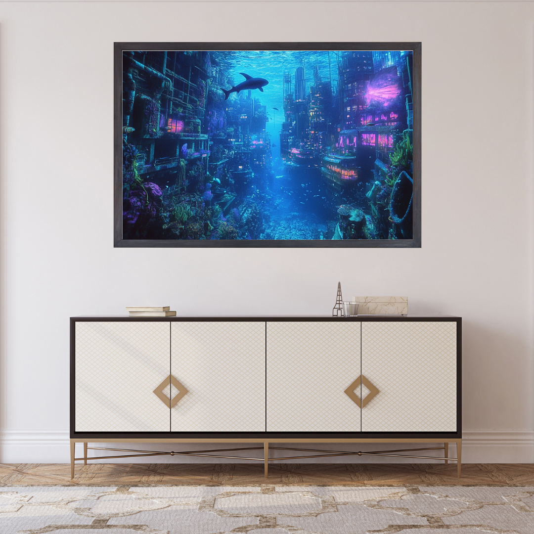 Underwater City: Submerged cityscape, marine life, and abstract colors - Landscapes