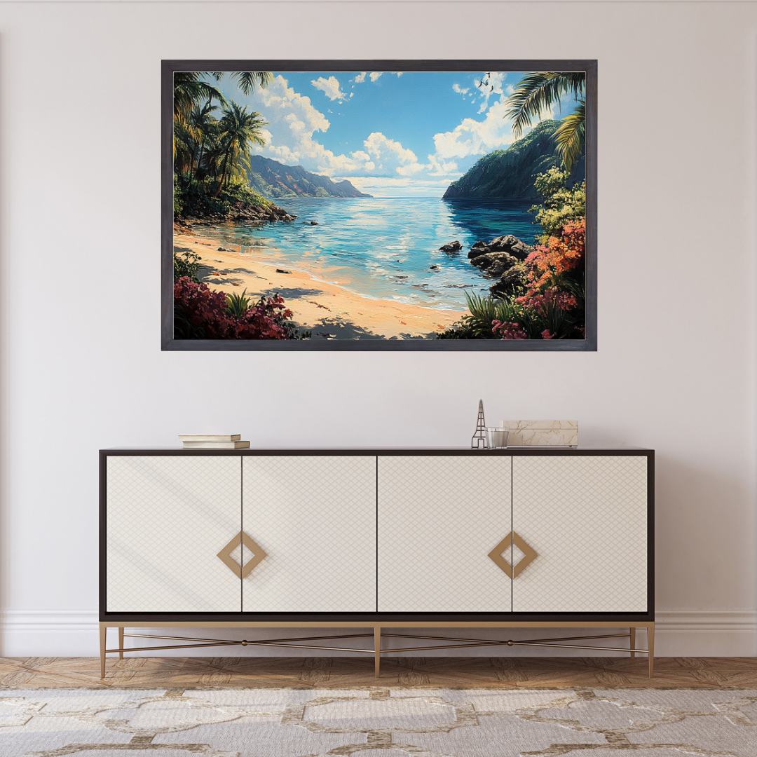 Tropical Oasis 2: Vibrant colors, palm trees, and serene water - Landscapes