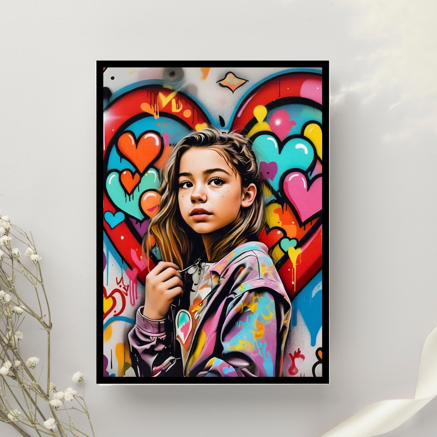 A Symphony of Hearts - Girl Portrait Art