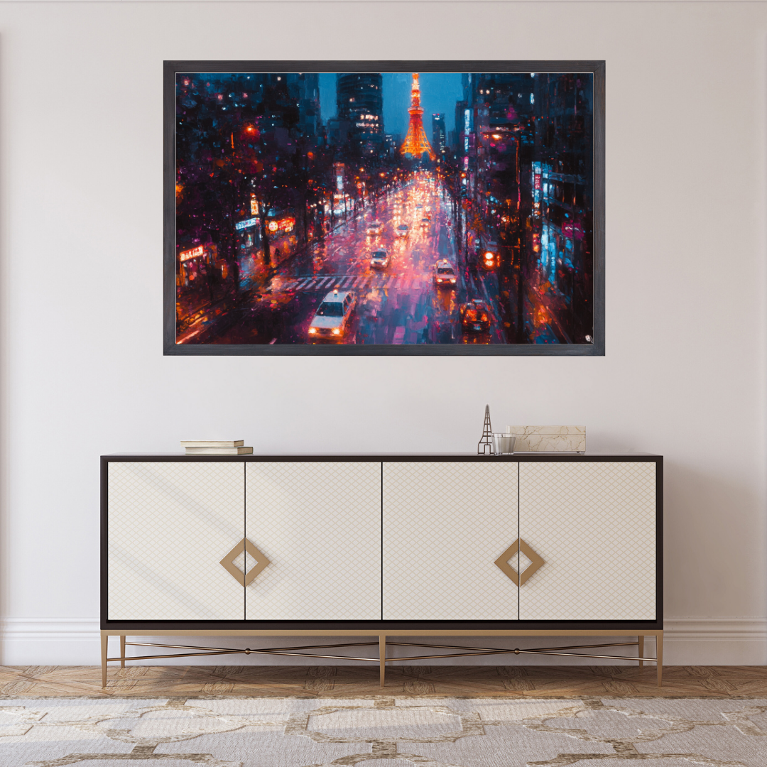 Tokyo Street: Vibrant city lights, bustling streets, and Tokyo Tower - Landscape