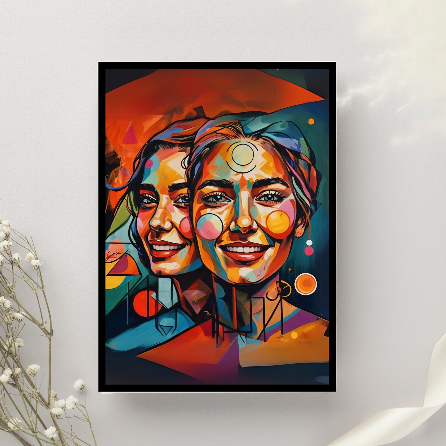 Twin Flames - Face Portrait Art, Representing Spiritual Connection